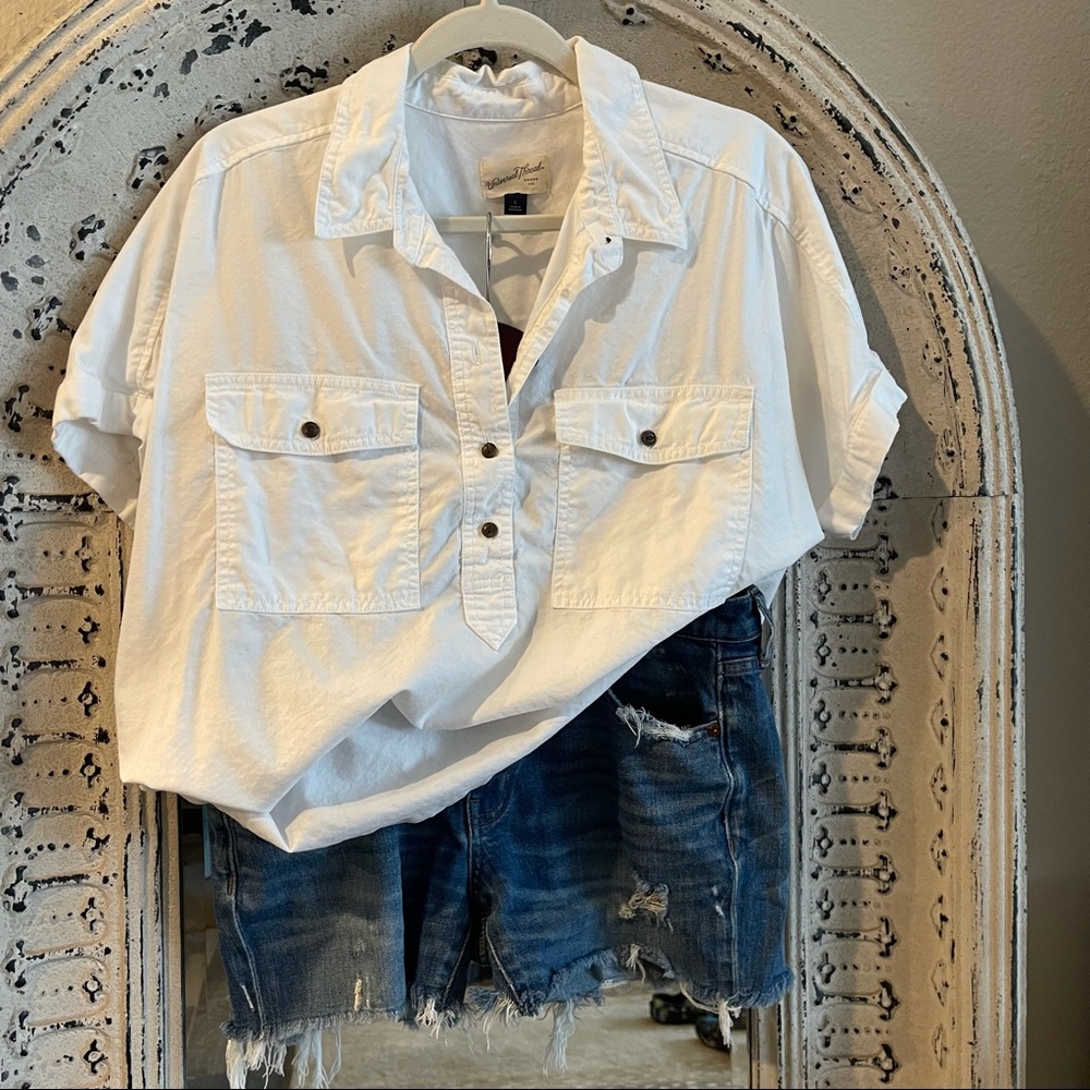 Universal Thread Dolman Short Sleeve Utility Button-Down Shirt